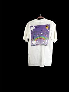 Vintage Oneita USA Graphic T Shirt Davis California Rainbow Art Tee M  Cotton